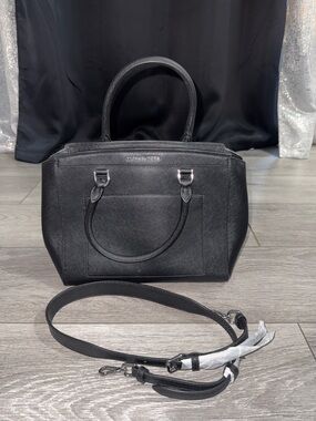 Michael Kors Black Saffiano Leather Satchel with Detachable Strap